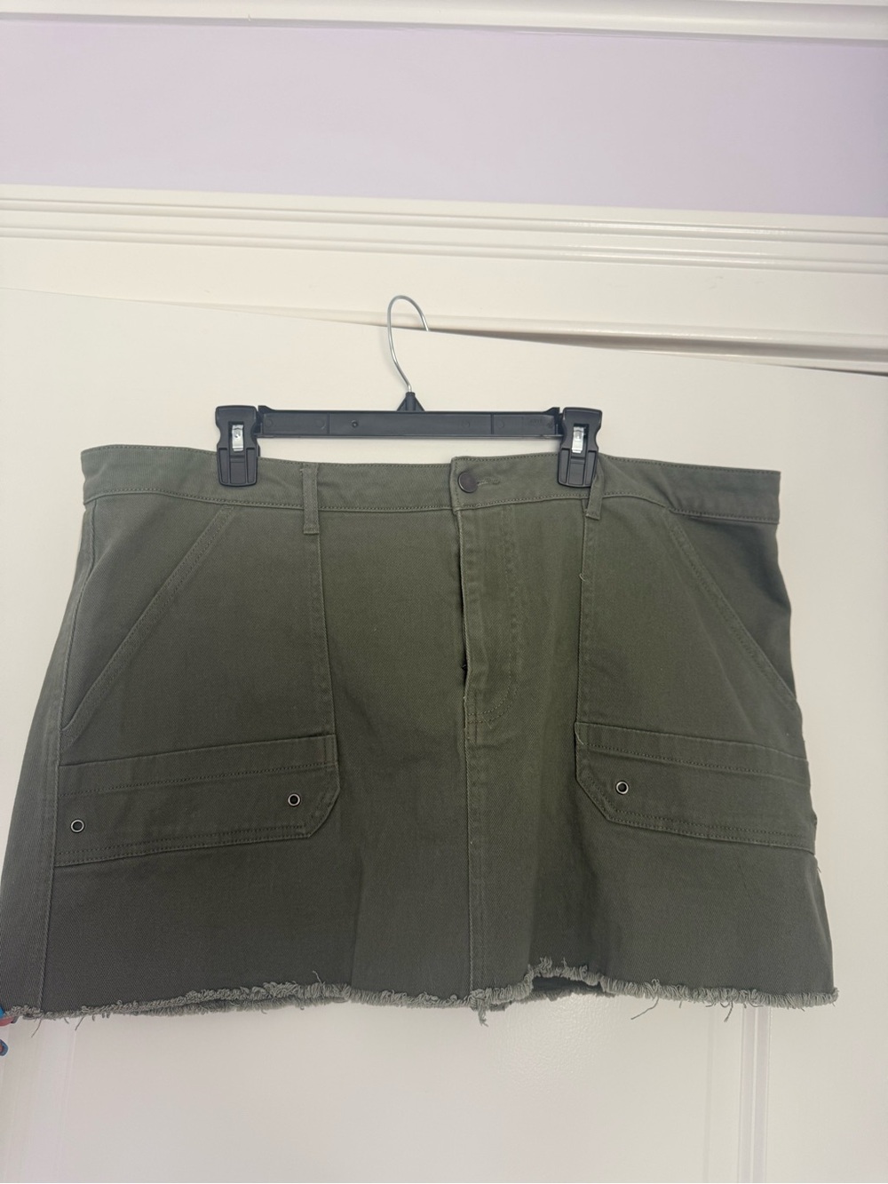 No Boundaries Olive Utility Mini Skirt